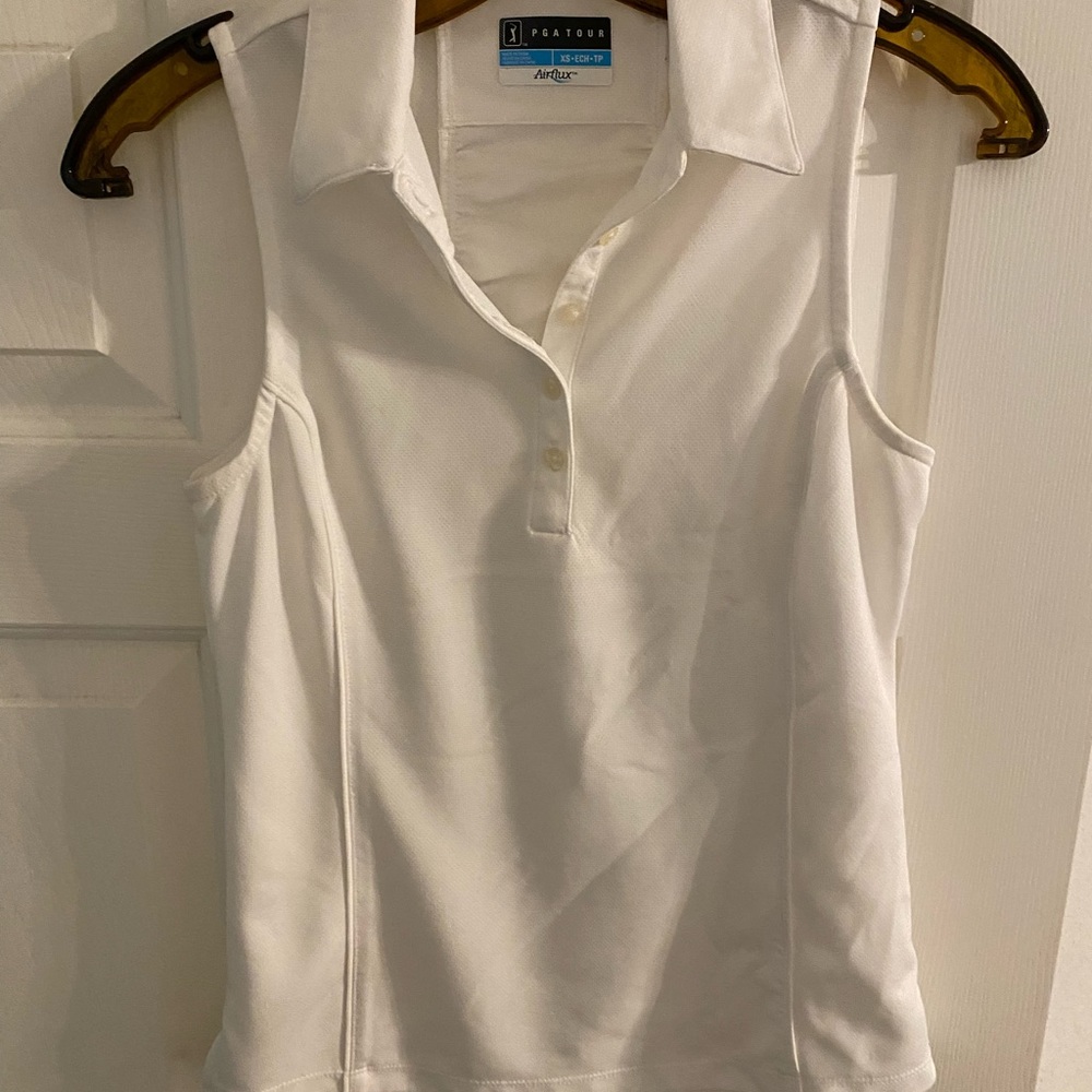Ladies XS PGA Tour white sleeveless golf shirt